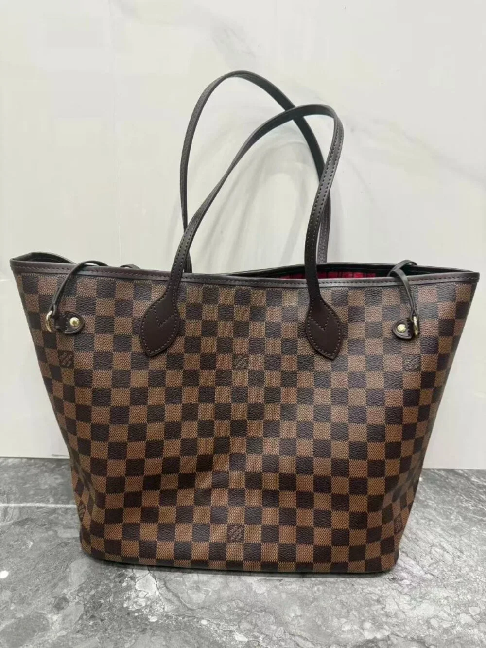LV Neverfull MM Damier Ebene Tote | Includes Pouch